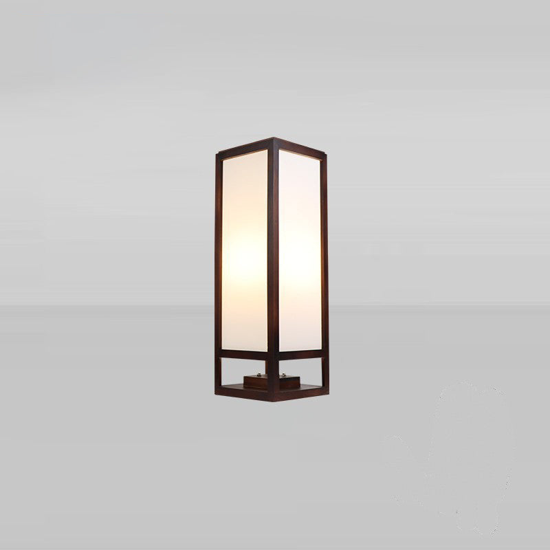 Traditional Chinese Rectangular Parchment Wood 1-Light Floor Lamp for Entertainment Rooms