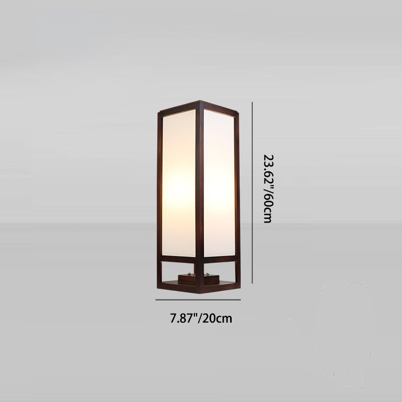 Traditional Chinese Rectangular Parchment Wood 1-Light Floor Lamp for Entertainment Rooms