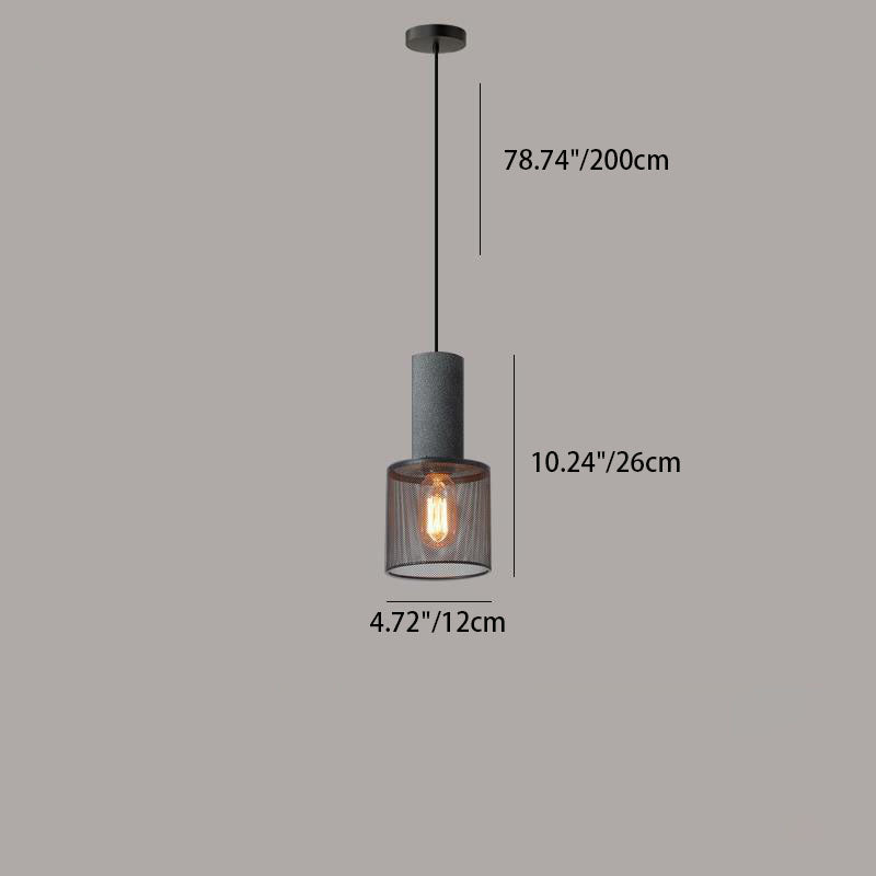 Contemporary Industrial Tapered Cement & Iron Pendant Light - 1-Light for Living Room