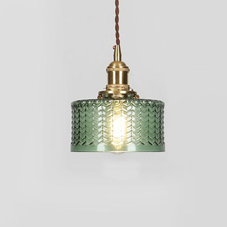 Traditional Japanese Brass Round Jar Pendant Light for Living Room