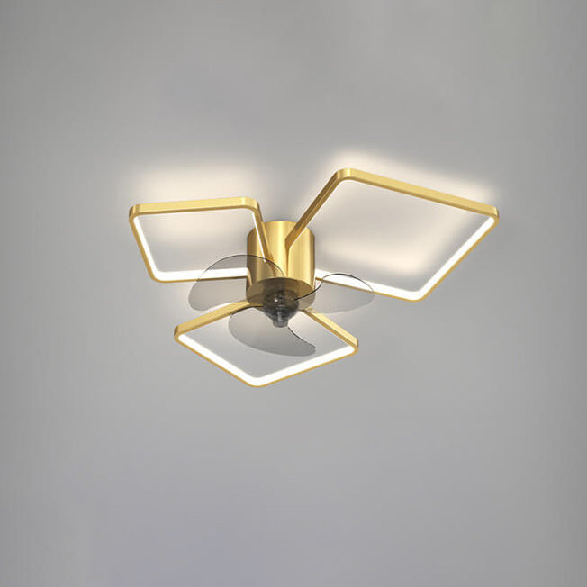 Modern Geometric Square Round LED Ceiling Fan Light - Elegant Flush Mount Design, Stylish Home Lighting, Energy Efficient, Contemporary Ceiling Fixture