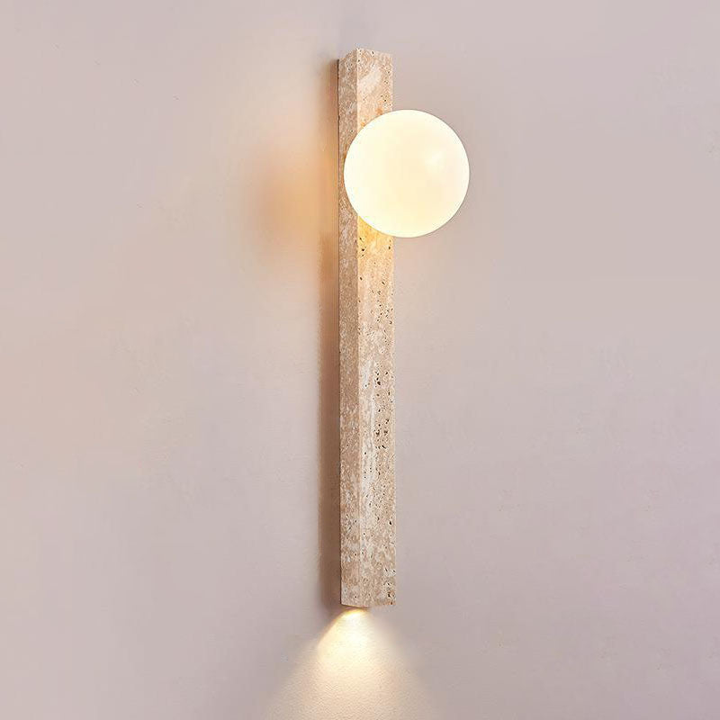 Traditional Japanese Yellow Travertine Lighting Fixture 2-Lights for Hallway