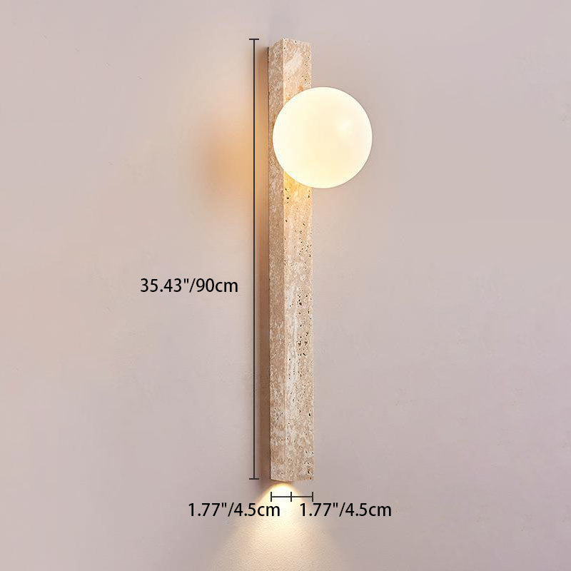 Traditional Japanese Yellow Travertine Lighting Fixture 2-Lights for Hallway