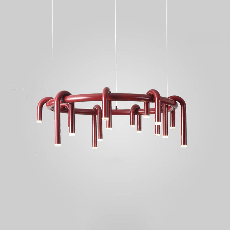 Modern Mid-Century LED Geometric Iron Chandelier for Living Room
