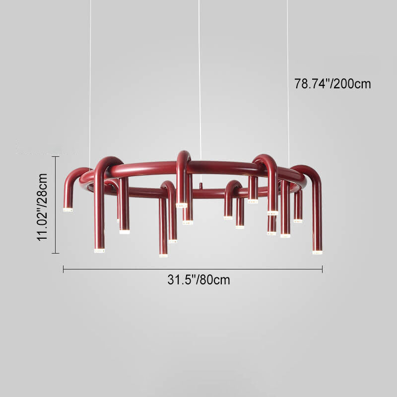 Modern Mid-Century LED Geometric Iron Chandelier for Living Room