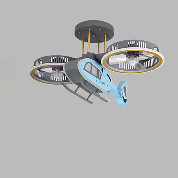 Contemporary LED Aircraft Ceiling Fan Light for Kids' Bedroom