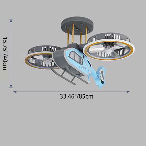 Contemporary LED Aircraft Ceiling Fan Light for Kids' Bedroom