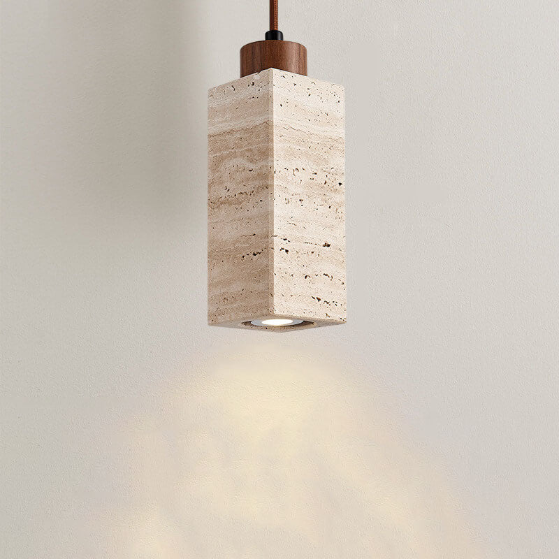 Wabi-Sabi Solid Wood & Stone Island Light Chandelier - 1/2/3-Light Rustic Fixture