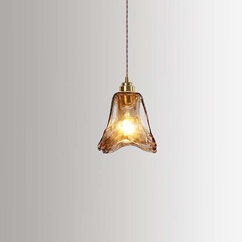 Vintage Amber Glass Pendant Light - 1-Light Ceiling Fixture for Home Decor, Retro Lighting, Industrial Style, Elegant Hanging Lamp