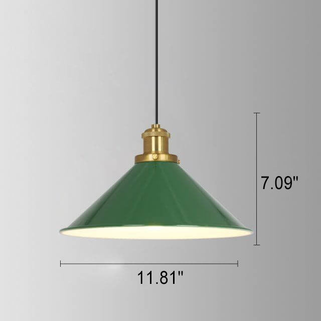 Industrial Vintage Green Iron Dome Cone Pendant Light 1-Light Fixture, Retro Hanging Light for Kitchen and Dining Room, Rustic Home Decor