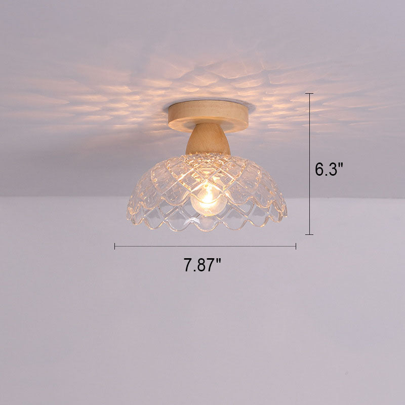 Japanese Minimalist Log Glass Semi-Flush Mount Light