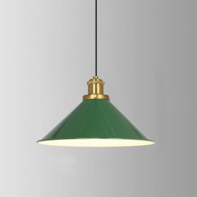 Industrial Vintage Green Iron Cone Pendant Light - 1-Light Hanging Fixture