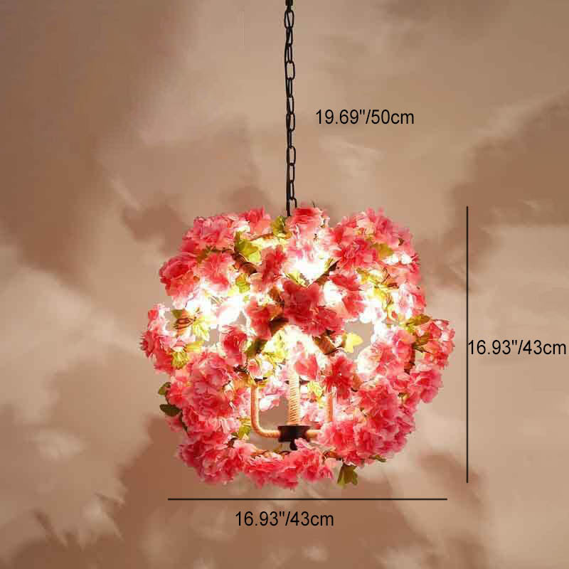 Industrial Vintage Chandelier with Greenery & Cherry Blossoms | 3-Light Iron & Hemp Rope Fixture

Transform your space with this stunning industrial vintage chandelier featuring lush greenery and delicate cherry blossoms. This 3-light fixture combines stu