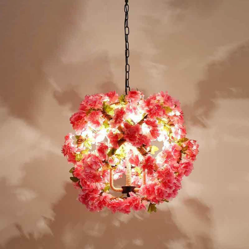 Industrial Vintage Chandelier with Greenery & Cherry Blossoms | 3-Light Iron & Hemp Rope Fixture

Transform your space with this stunning industrial vintage chandelier featuring lush greenery and delicate cherry blossoms. This 3-light fixture combines stu