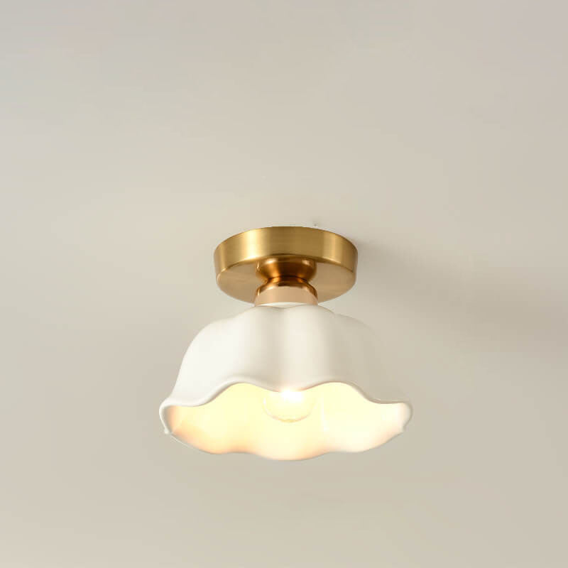 Scandinavian Modern Iron Glass Ceramic Flower Diamond Semi-Flush Mount Light