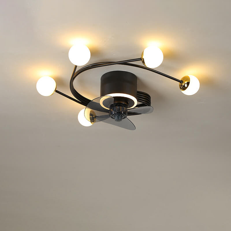 Nordic Light Luxury 5/7-Light LED Flush Mount Ceiling Fan