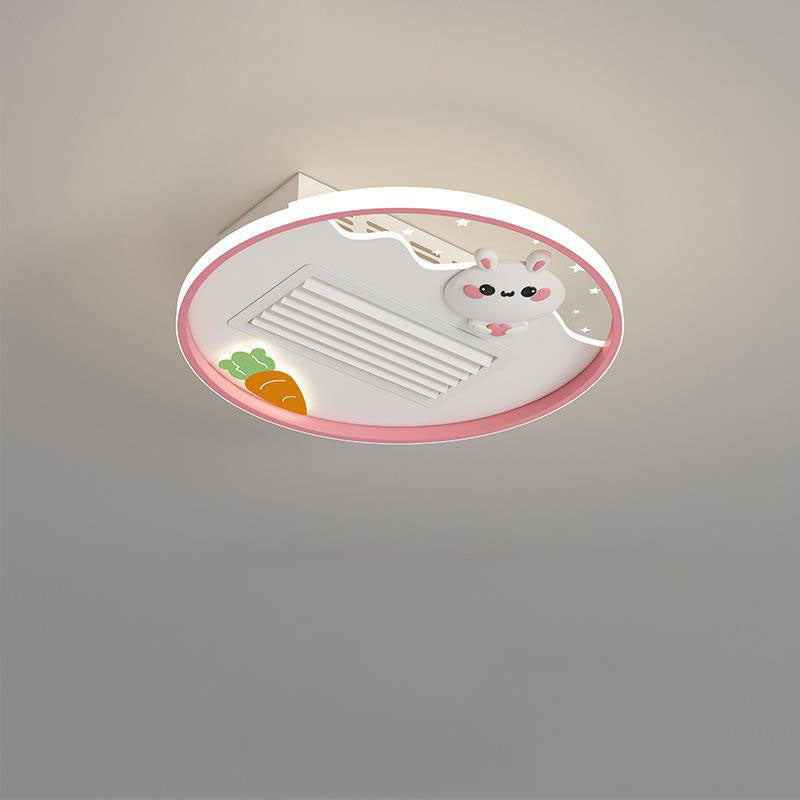 Contemporary Acrylic Astronaut Moon LED Ceiling Fan Light - Kids Bedroom Flush Mount, Invisible Bladeless Design.