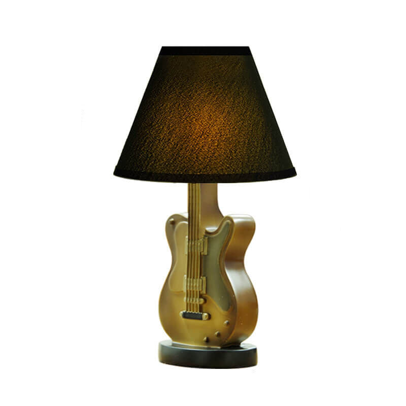 Cartoon Creative Fabric Shade Guitar 1-Light Table Lamp, Unique Children's Bedroom Lighting, Musical Theme Décor, Fun Nursery Lamps, Playful Home Office Lighting, Kid-Friendly Table Lamps, Stylish Modern Lamp for Music Lovers, Vibrant Decorative Lighting