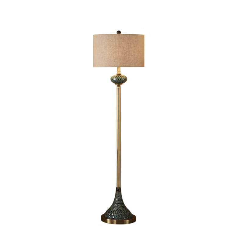 European Light Luxury Floor Lamp with Ceramic Hardware - 1-Light Design Fabric Shade