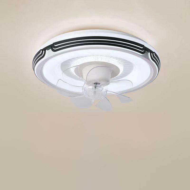 Modern Minimalist Round LED Flush Mount Ceiling Fan Light for Living Room