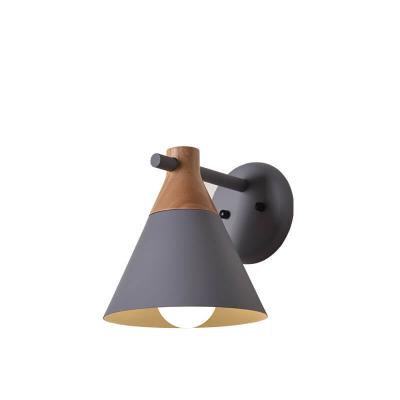 Nordic Solid Wood Macaron Cone 1-Light Wall Sconce Lamp