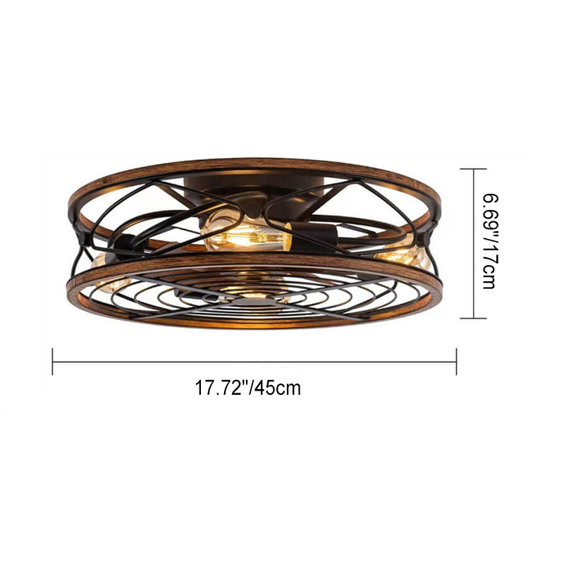 Nordic Wrought Iron 4-Light Flush Mount Ceiling Fan Light