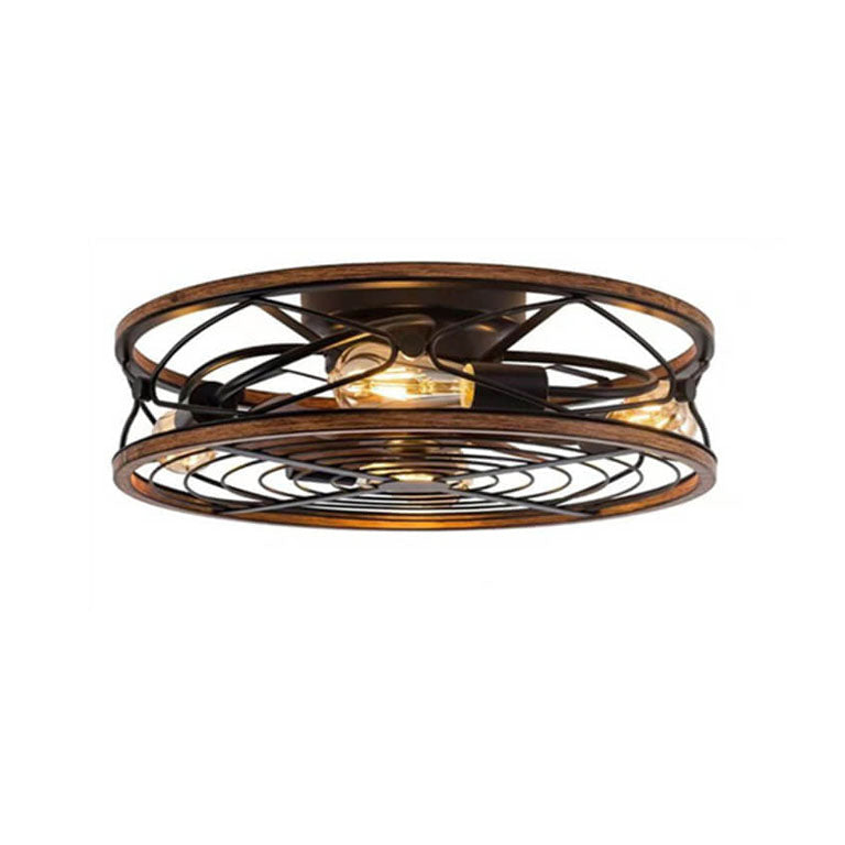 Nordic Wrought Iron 4-Light Flush Mount Ceiling Fan Light