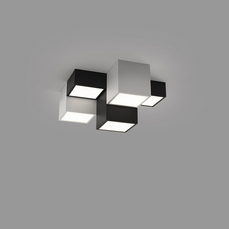 Modern Minimalist Cube LED Flush Mount Ceiling Light for Living Room