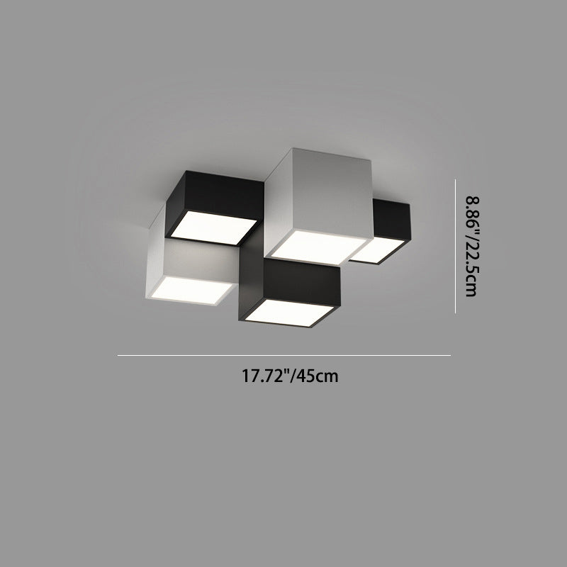 Modern Minimalist Cube LED Flush Mount Ceiling Light for Living Room