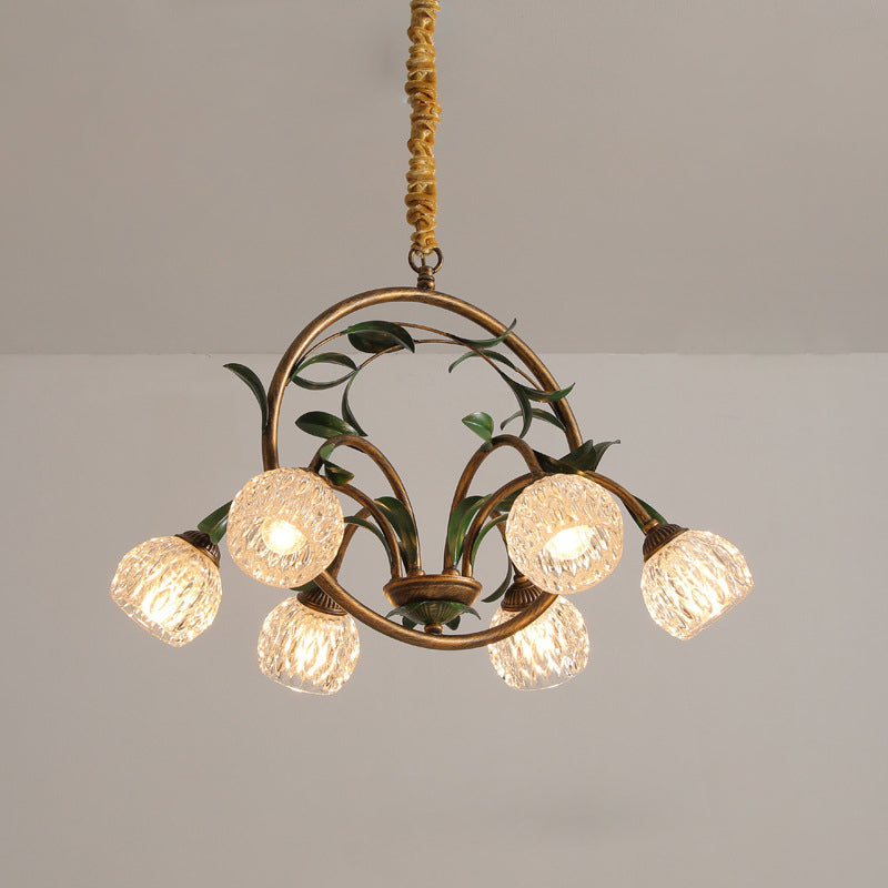 Modern Art Deco Iron Lacquered 6/8-Light Chandelier with Tulip Glass Crystal Shade for Living Room