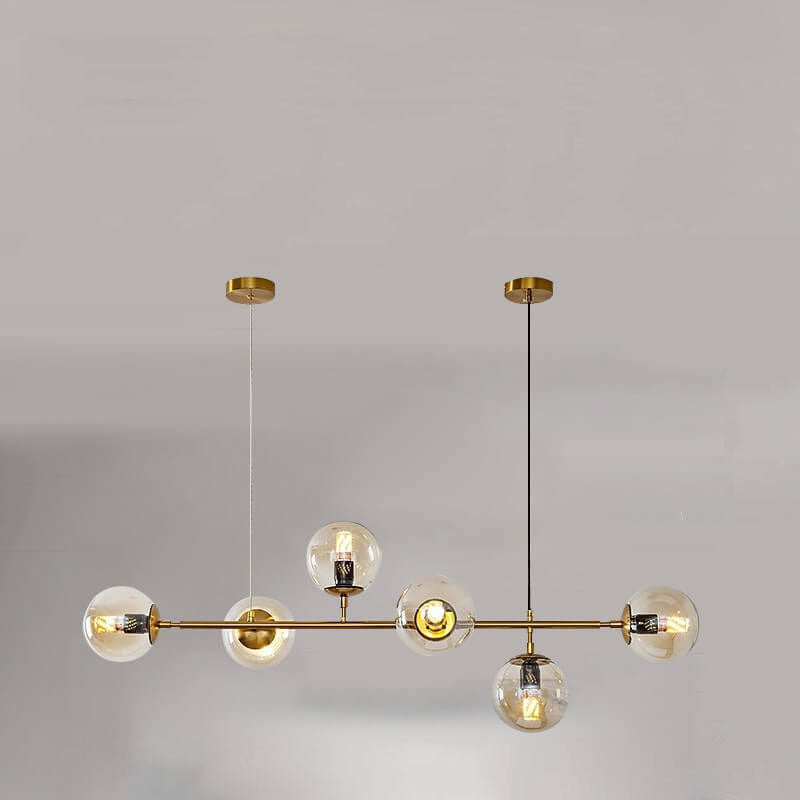 Nordic Minimalist Colorful Glass Orb 6-Light Island Chandelier