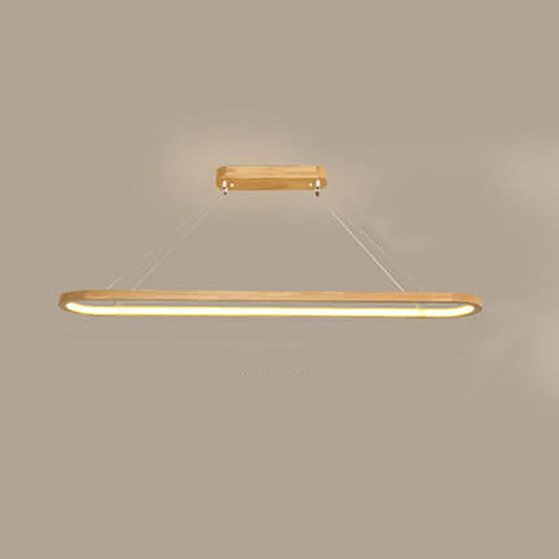Modern Chinese Solid Wood Round Ring LED Chandelier Island Light