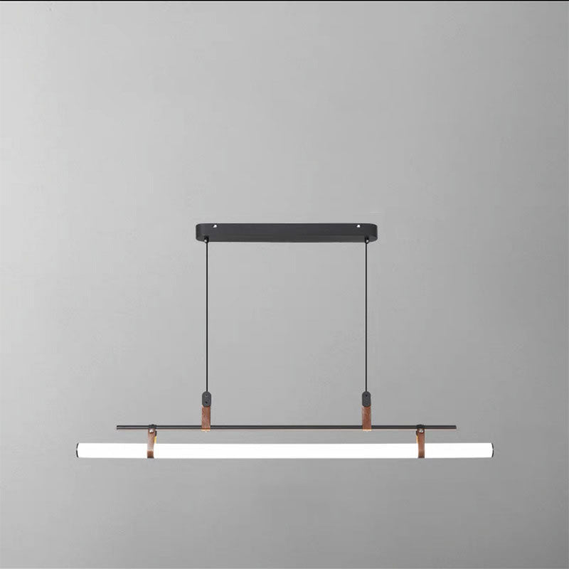 Modern Minimalist LED Island Light Chandelier - Iron, Acrylic & Faux Leather for Living & Dining Rooms
