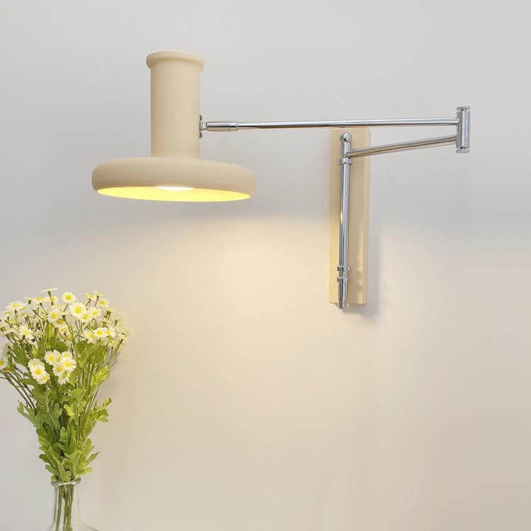 Nordic Minimalist Beige Swing Arm Wall Sconce Lamp