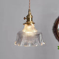 Nordic Minimalist Copper Glass Pendant Light - 1-Light Walnut Flower Design