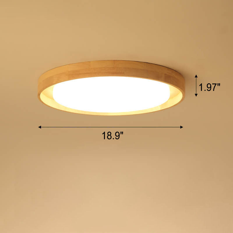 Japanese Simple Log Round LED Flush Mount Ceiling Light - Modern Lighting Fixture, Energy Efficient, Home Decor, Wood Finish Lighting, Contemporary Ceiling Light, Interior Design Essentials