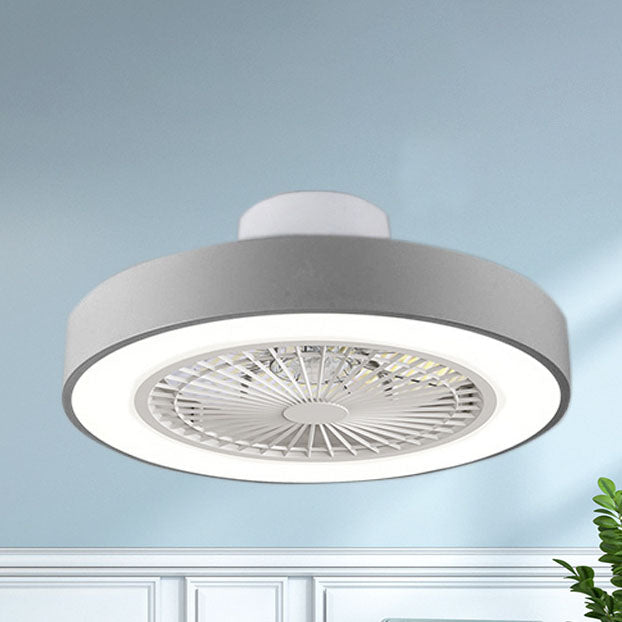 Modern Minimalist Copper LED Flush Mount Ceiling Fan Light