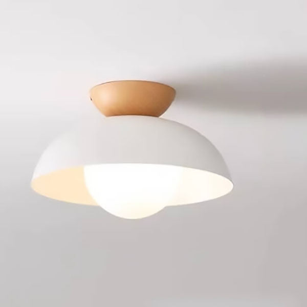 Modern Wrought Iron Log Bowl Semi-Flush Mount Ceiling Light - 1-Light Fixture