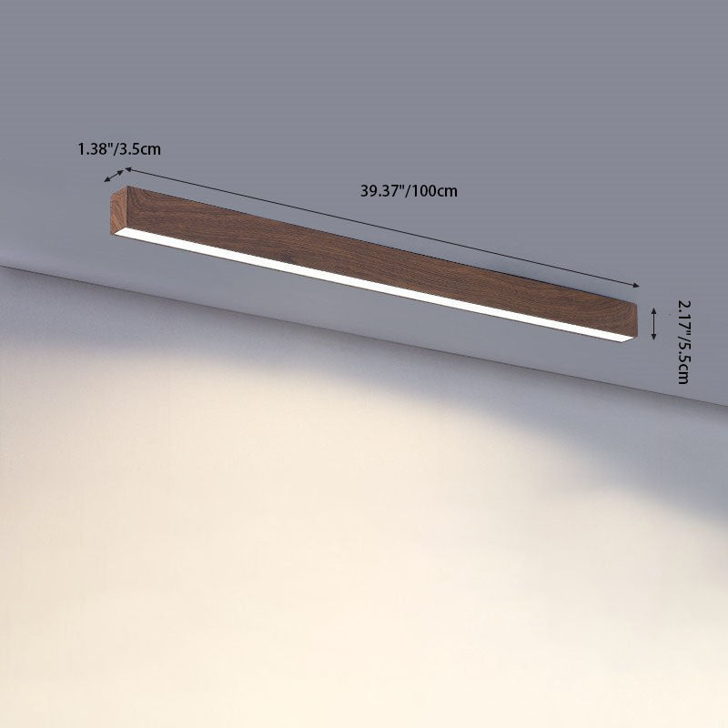 Modern Minimalist LED Flush Mount Ceiling Light - Wood Grain Aluminum Strips Design