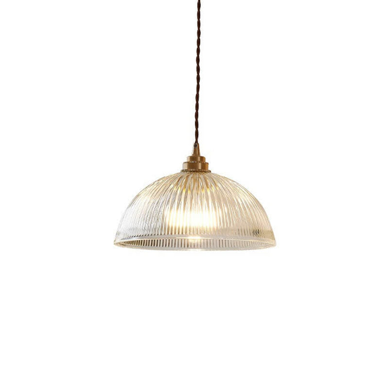 Modern Minimalist Brass Glass Dome Pendant Light 1-Light Fixture