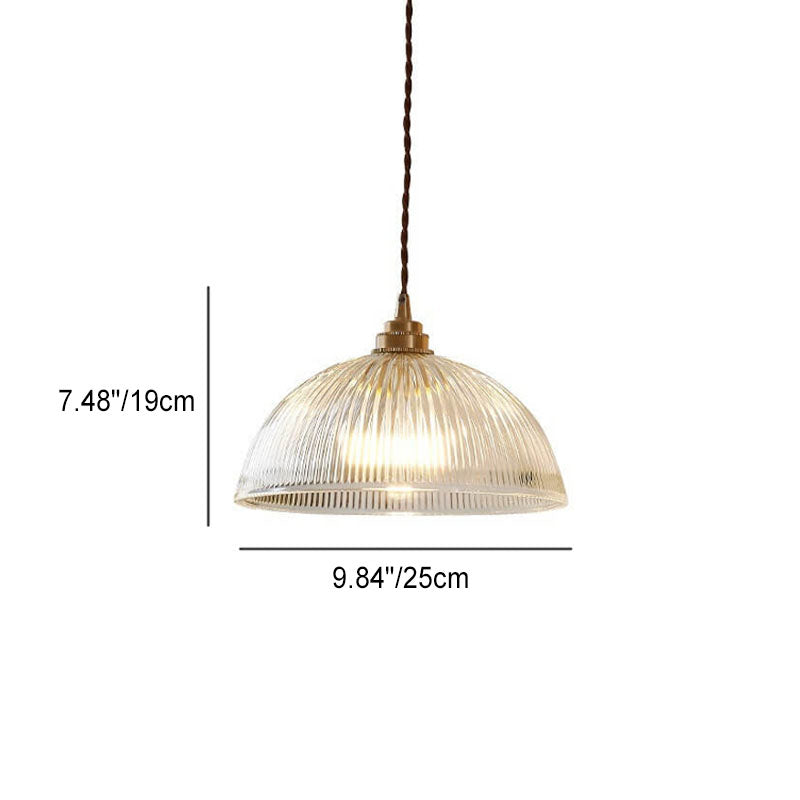 Modern Minimalist Clear Brass Glass Dome Pendant Light 1-Light