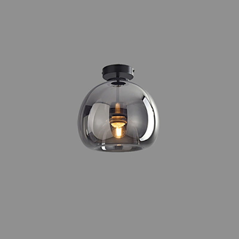 Contemporary Nordic Round Glass Iron Ball 1-Light Semi-Flush Mount Ceiling Light for Living Room