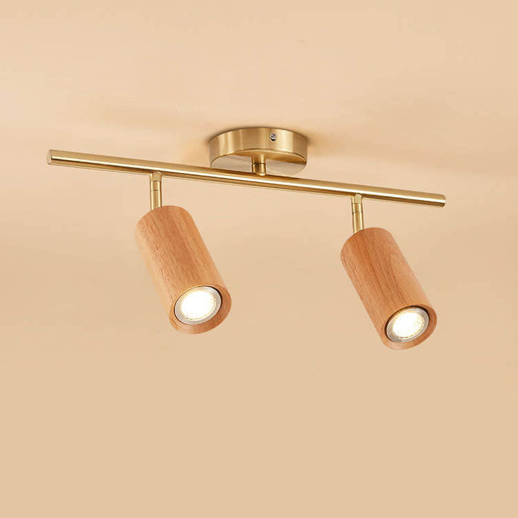 Modern Minimalist Walnut Wood LED Semi-Flush Mount Ceiling Light for Living Room