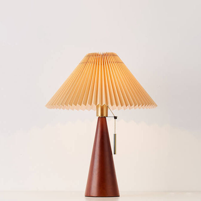 Japanese Minimalist Vintage Pleated Wooden Fabric LED Lamp