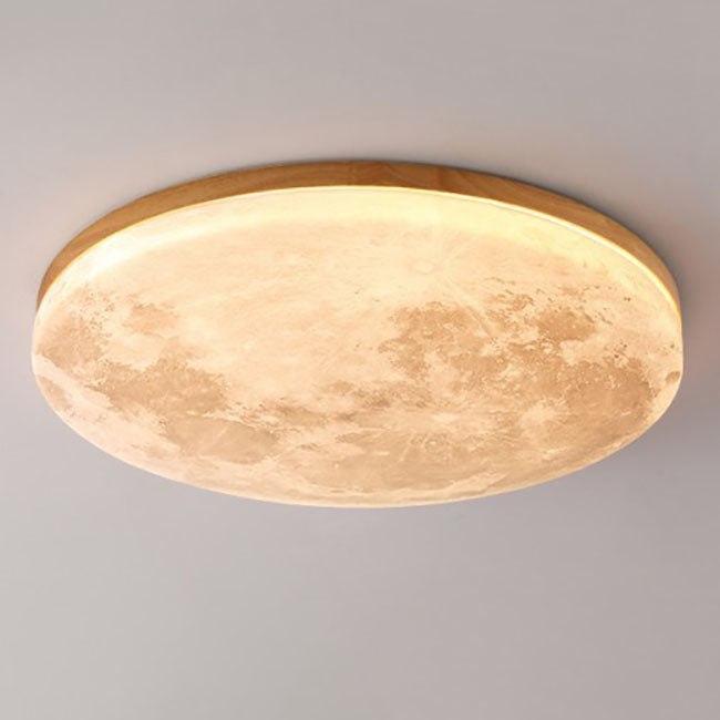 Modern Minimalist LED Flush Mount Ceiling Light - Round PVC Acrylic Moon Design for Living Room