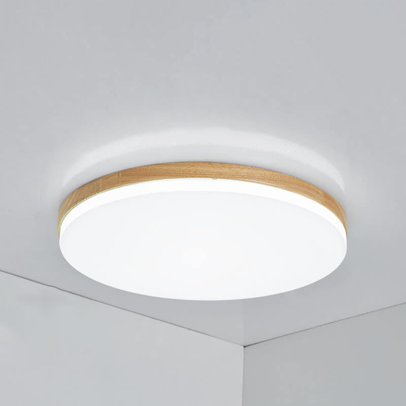Nordic Simplicity Round Solid Wood LED Flush Mount Ceiling Light