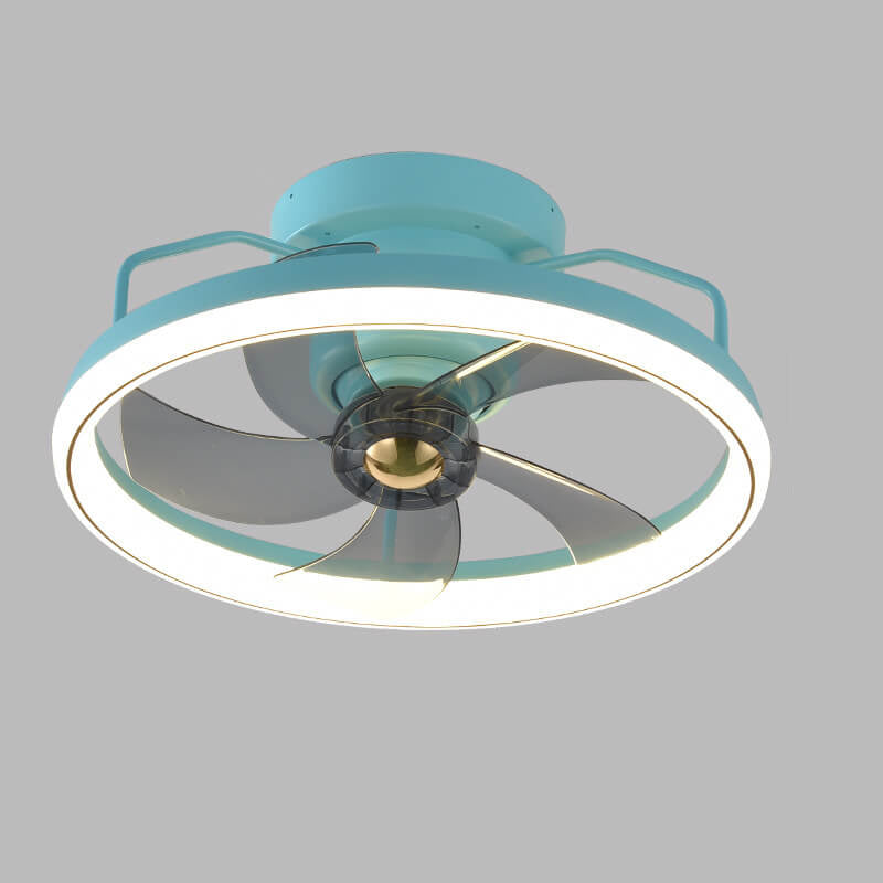 Modern Minimalist LED Ceiling Fan Light - Circle Ring Acrylic Shade Semi-Flush Mount