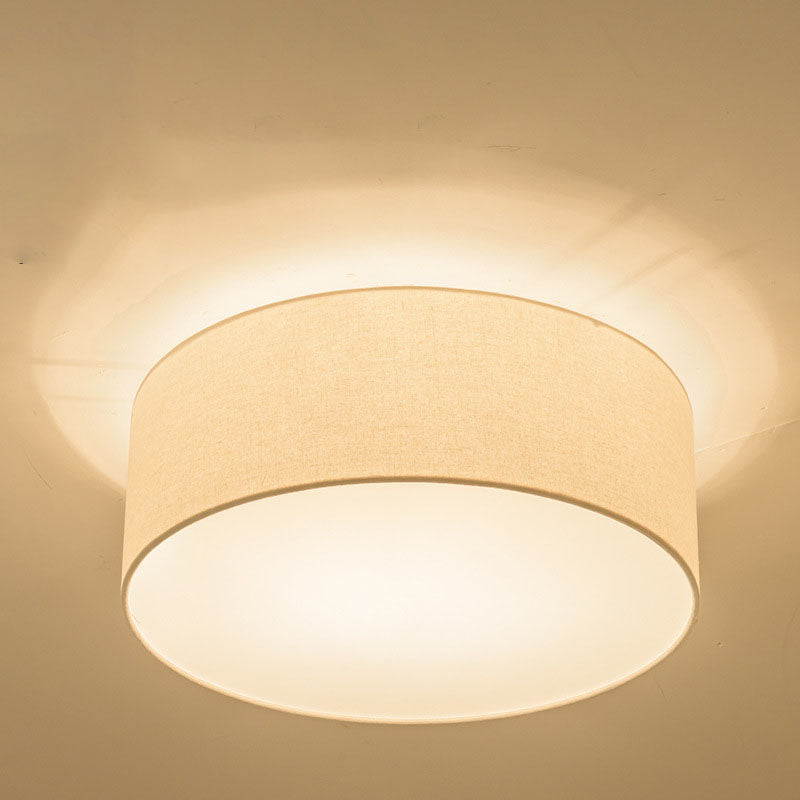 Modern Minimalist Round Drum Flush Mount Ceiling Light - Iron & Fabric 3/5 Light for Living Room