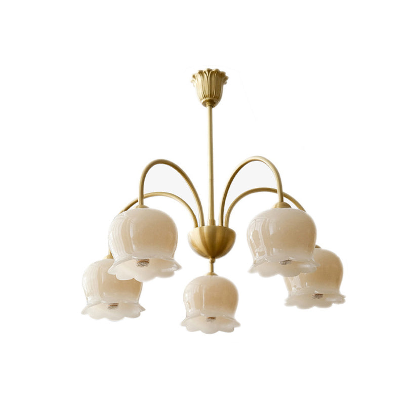 Traditional French Floral Copper Glass Chandelier - 5/6/8 Light for Living Room