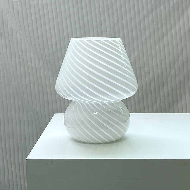 Modern Minimalist Striped Mushroom Glass Table Lamp 1-Light